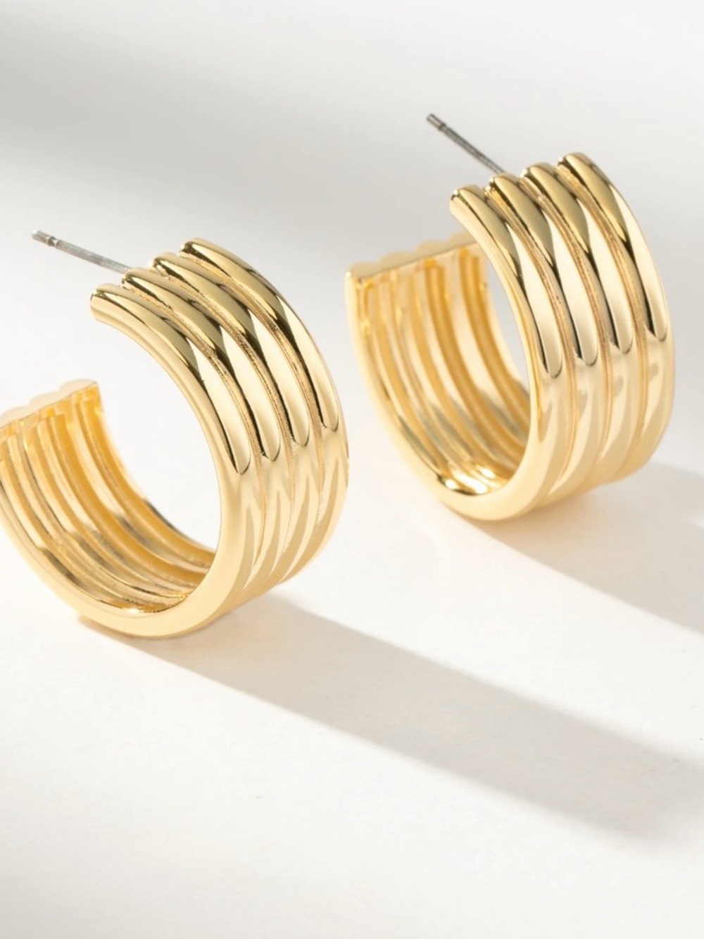 NEW Uncommon James Gold Art Deco Hoop Earrings - Picture 2 of 4